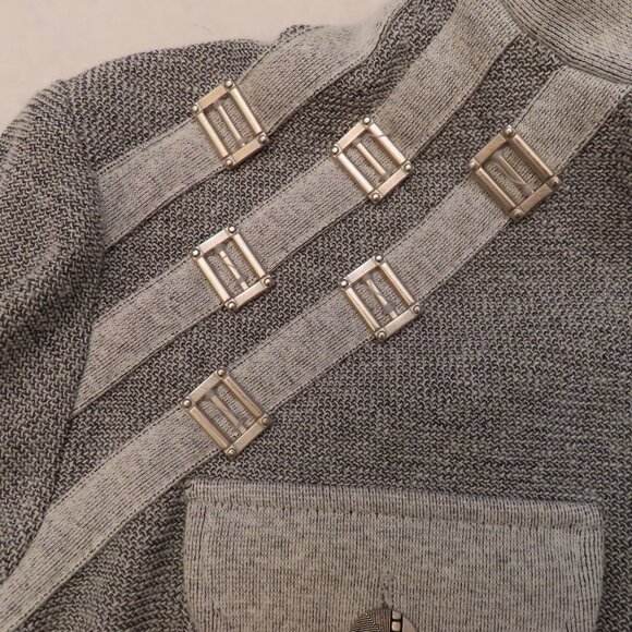 Vintage St. Germain Paris USA Womens Button Up Top Small Gray Unique - Picture 5 of 15